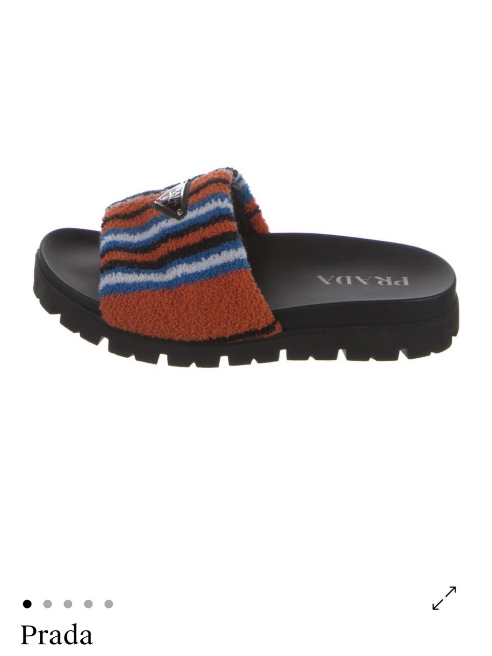 Prada Striped Terry Slide in Orange, Blue & Black